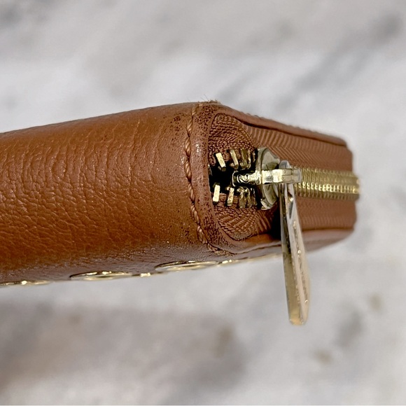 MICHAEL KORS Brown Leather Gold Grommet Large Zippered Wallet - Picture 14 of 16